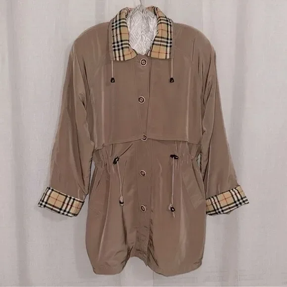 Natural Life L Tan Nova Check Trim Lightweight Button Front Jacket - Picture 1 of 12